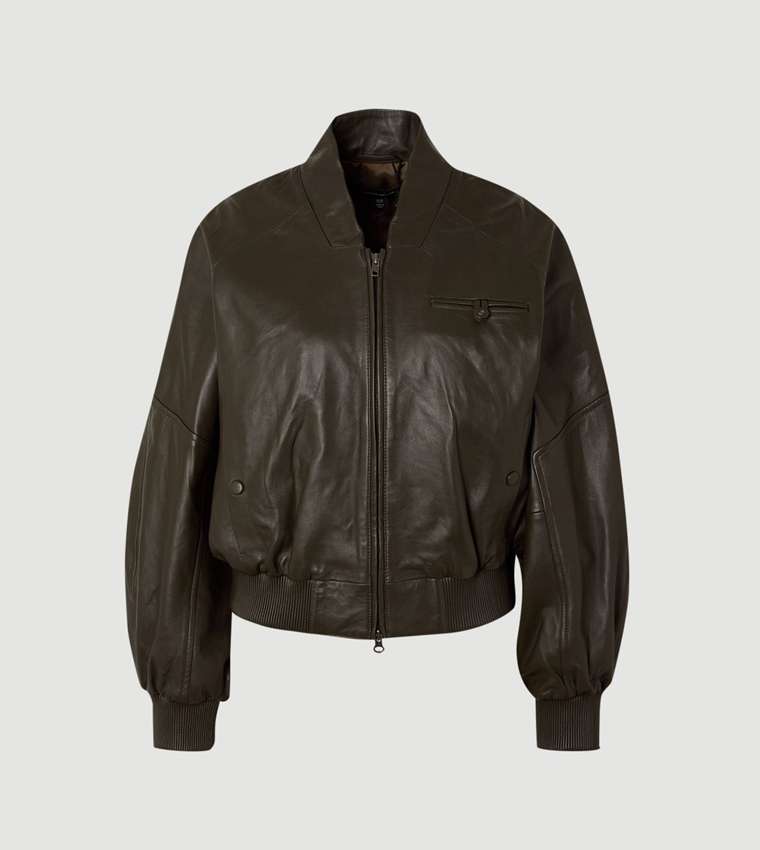 Leather Collared Bomber Jacket