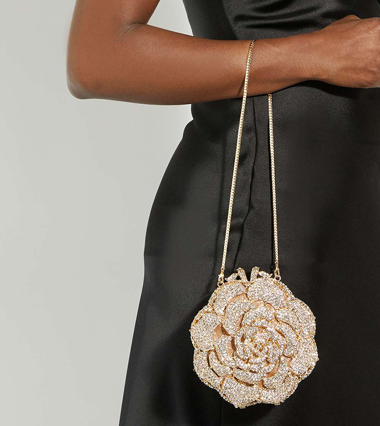 BLING Embellished Rose Clutch