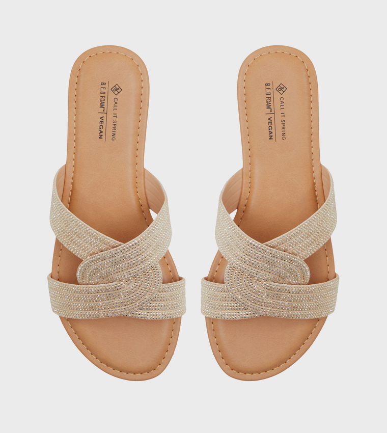 BLISSS Embellished Flat Sandals
