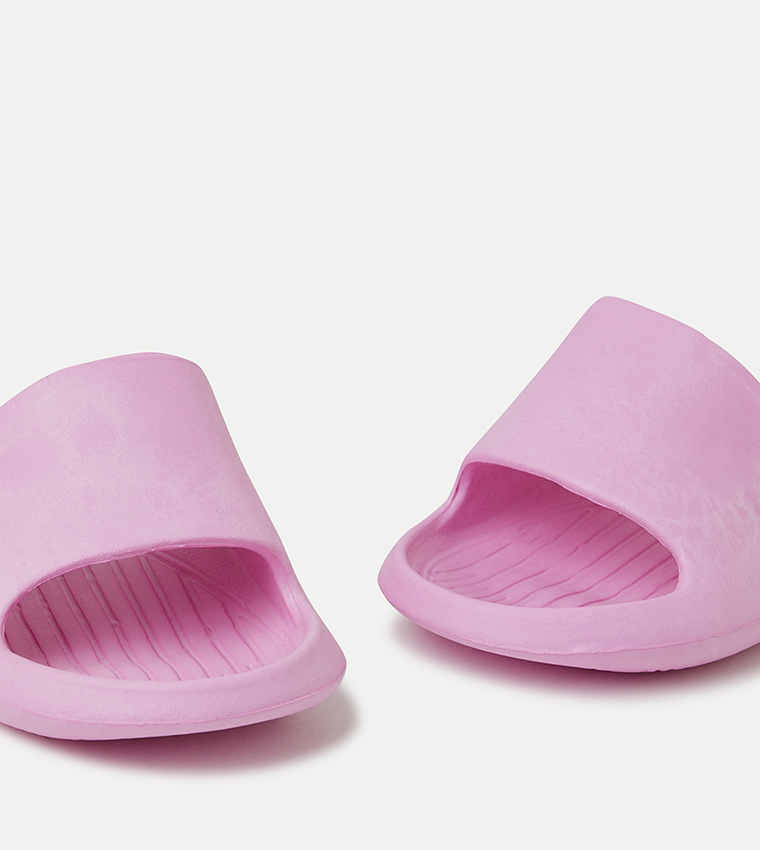 Solid Open Toe Slides