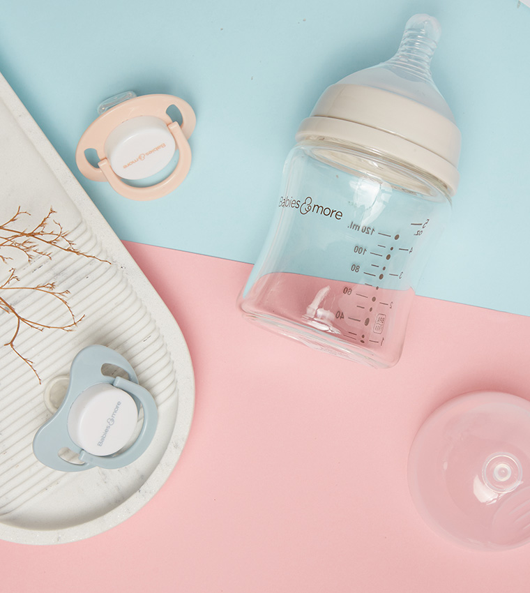 Wide Neck Glass Grip Shape Feeding Bottle, 120ml/5oz