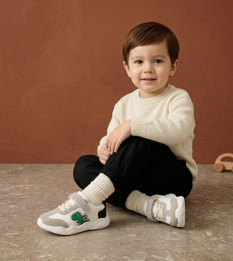 Color Block Velcro Closure Sneakers
