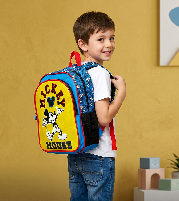 Mickey Mouse Graphic Print Zippered Backpack - 14"