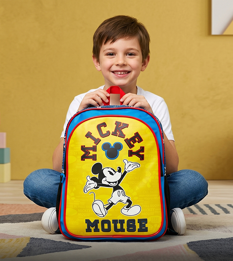 Mickey Mouse Graphic Print Zippered Backpack - 14"