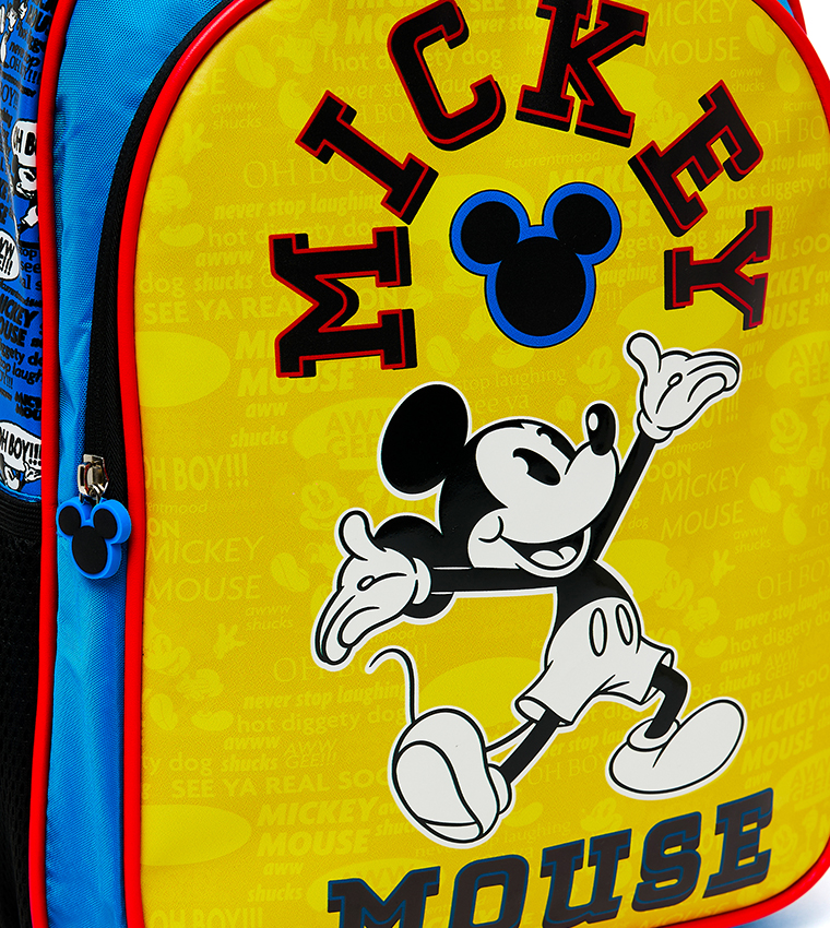 Mickey Mouse Graphic Print Zippered Backpack - 14"