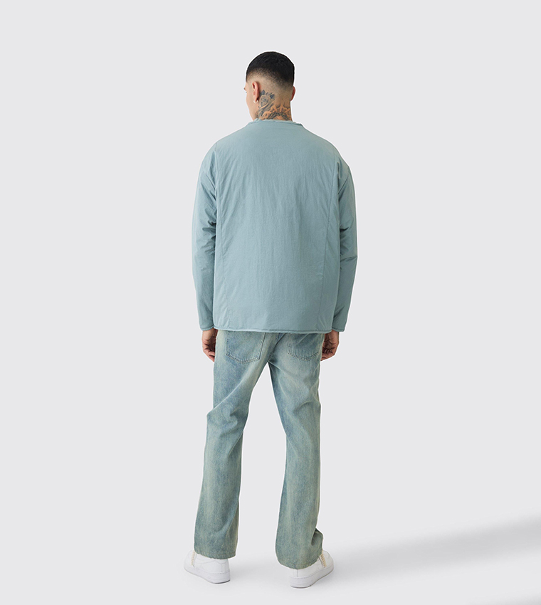 Tall Oversized Collarless Padded Bomber Jacket