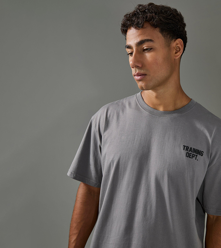 boohooMAN  Round Neck T-Shirts - Grey Casual T-Shirts