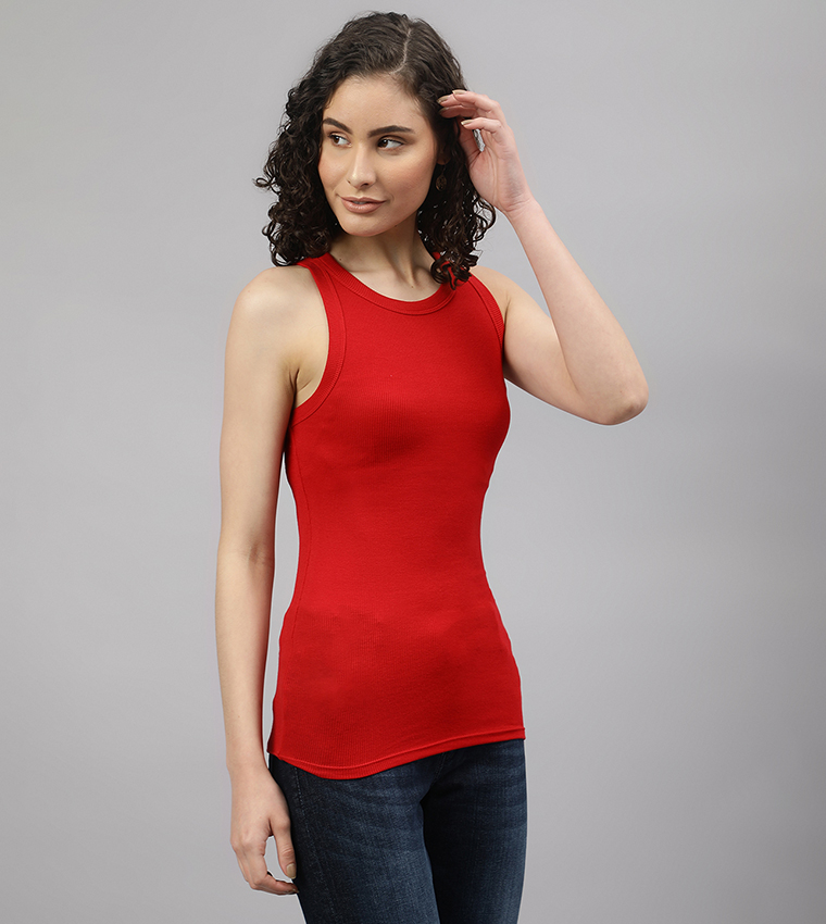 Solid Ribbed Tank Top