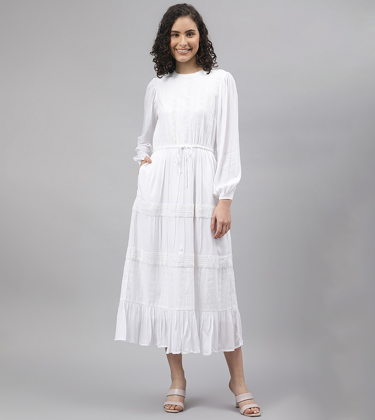 Buy Beverly Hills Polo Club Haight Street Long Sleeves Maxi Dress In White 
