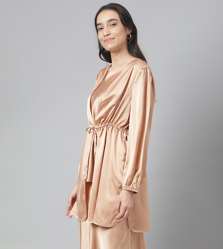 Cocoon Silk Drawstring Waist Top
