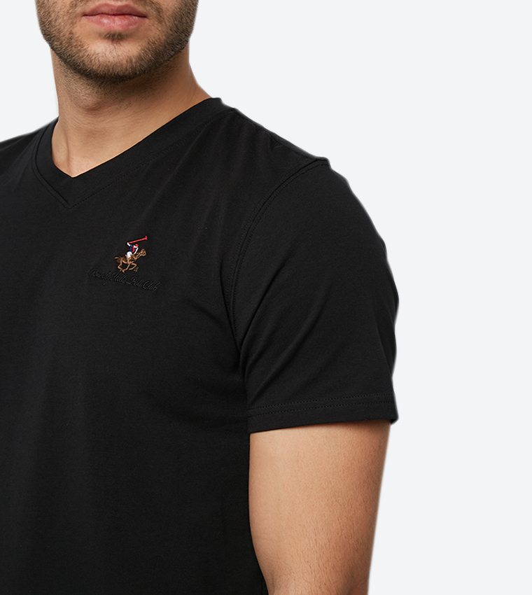 Logo Embroidered V-Neck T-Shirt