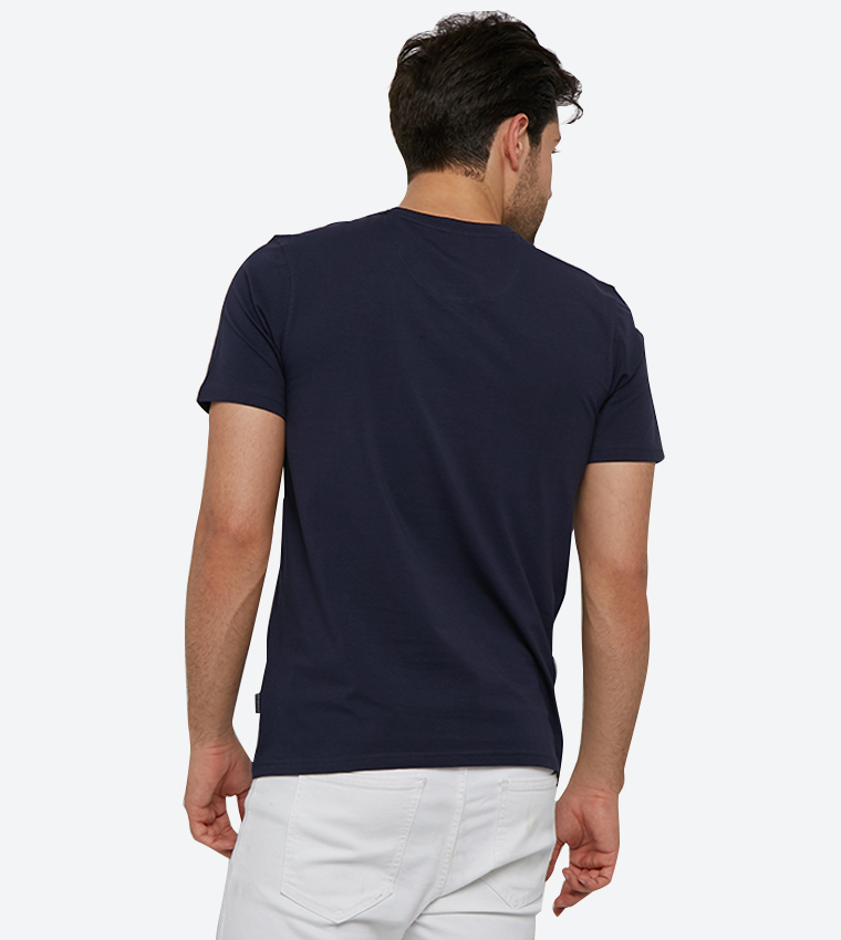 Logo Embroidered Initials Short Sleeves V-Neck T-Shirt