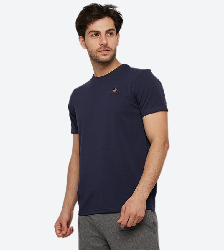 Logo Embroidered Initials Short Sleeves Crew Neck T-Shirt