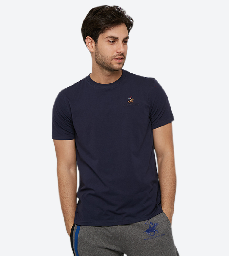 Logo Embroidered Initials Short Sleeves Crew Neck T-Shirt