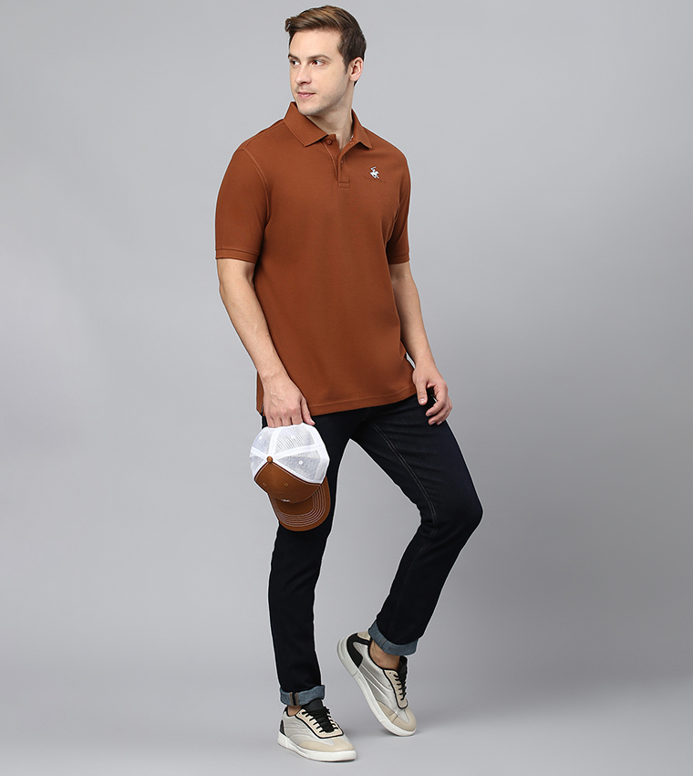 Logo Detail Honeycomb Polo T-Shirt