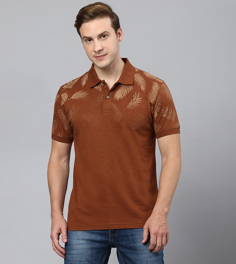 Palm Faded Print Polo T-Shirt