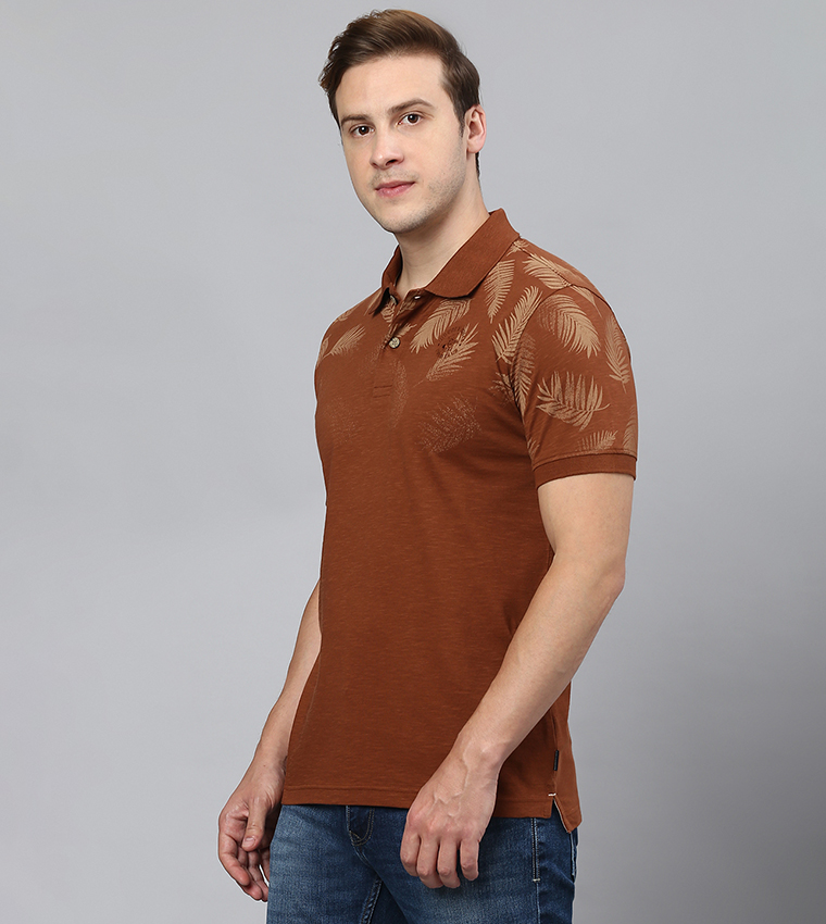 Palm Faded Print Polo T-Shirt