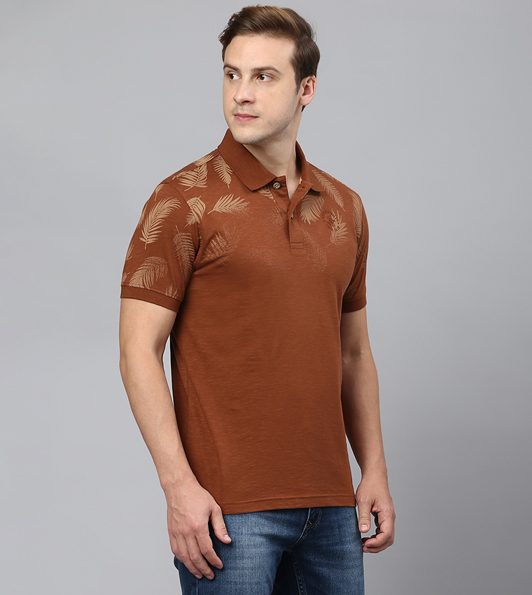 Palm Faded Print Polo T-Shirt