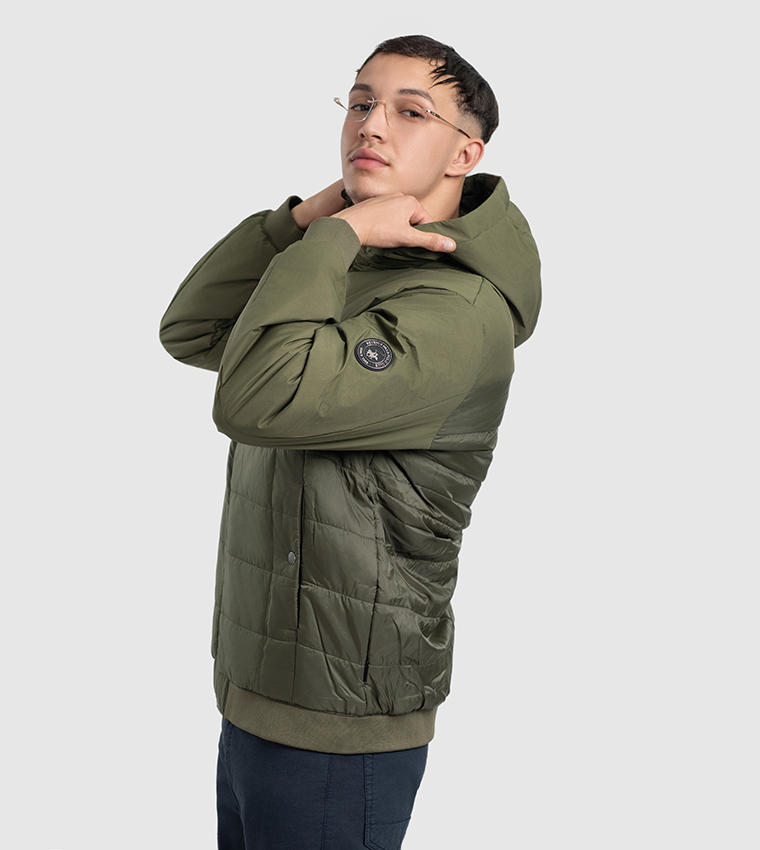 Logo Embroidered Hooded Puffer Jacket