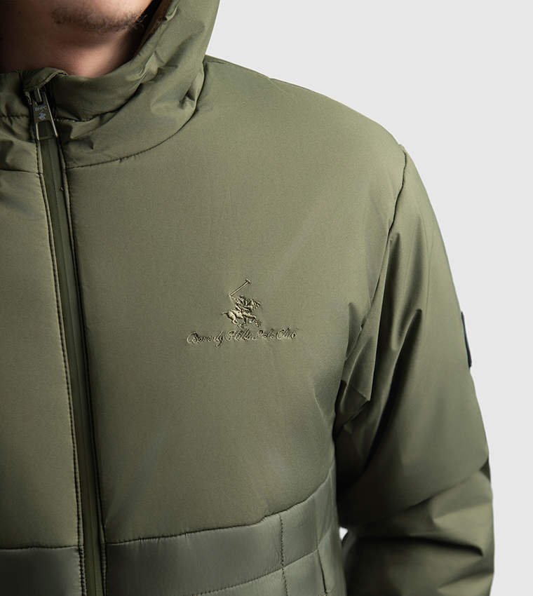 Logo Embroidered Hooded Puffer Jacket