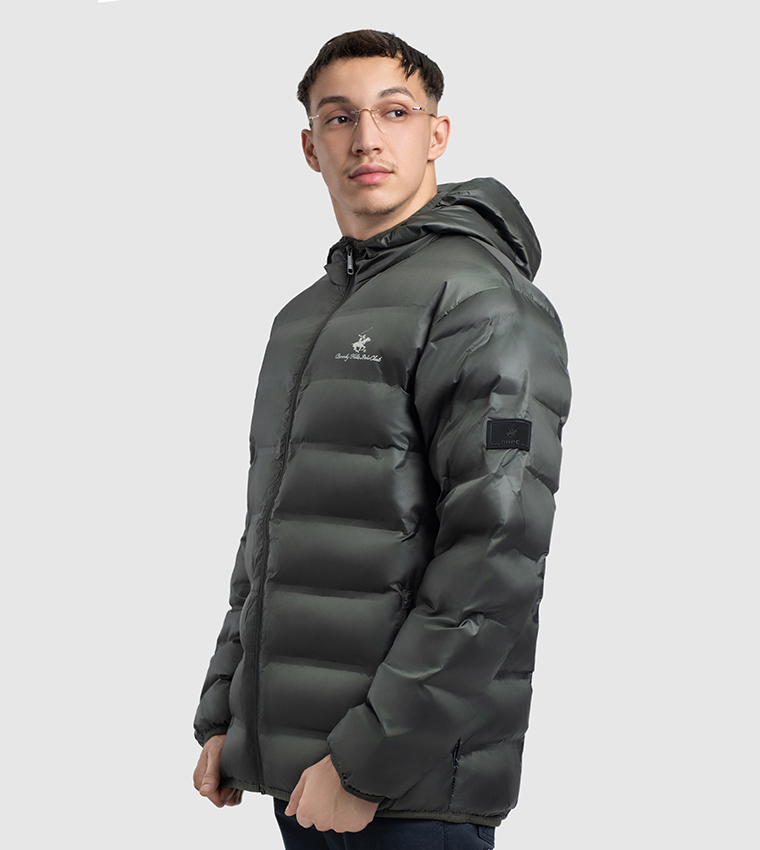 Logo Printed Hooded Puffer Jacket