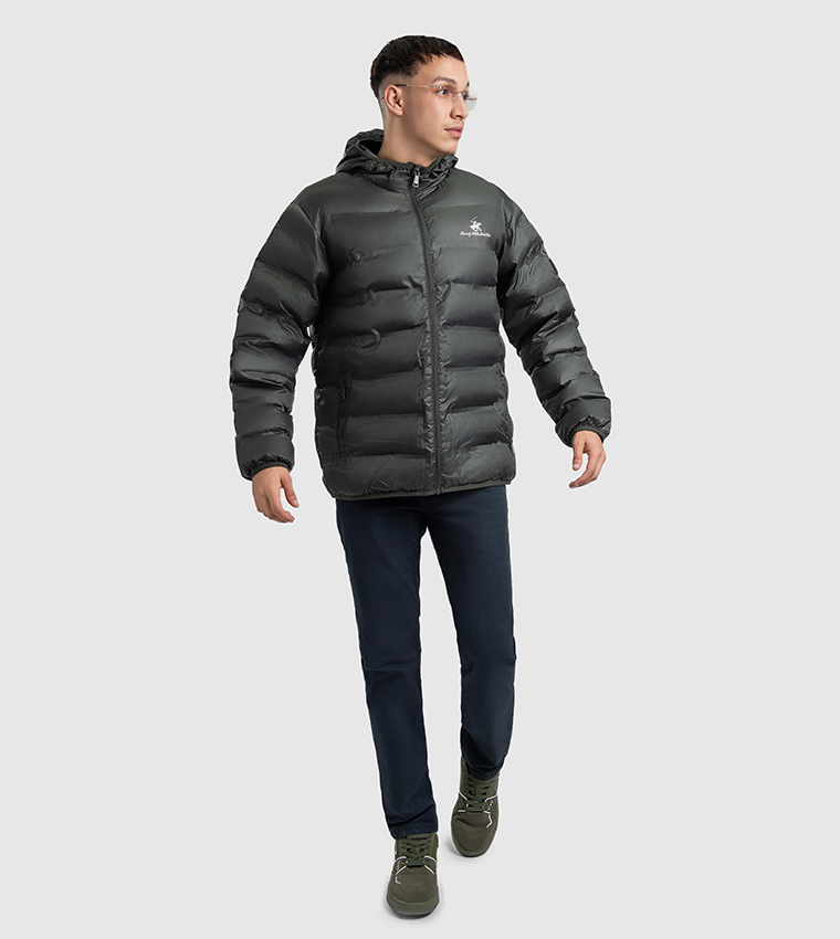 Logo Printed Hooded Puffer Jacket