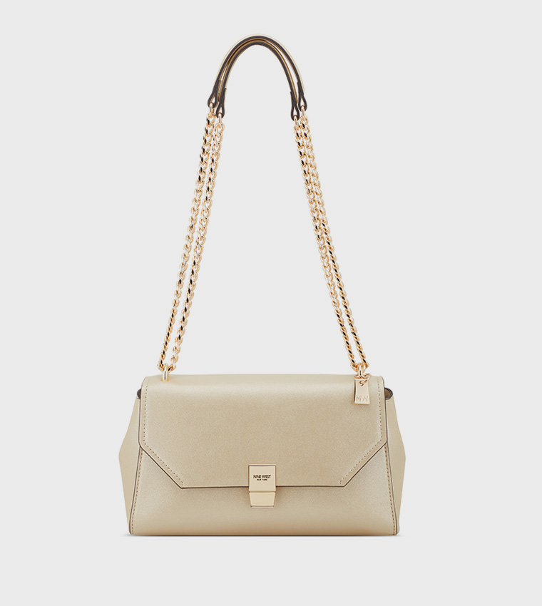Metallic Flap Convertible Shoulder Bag