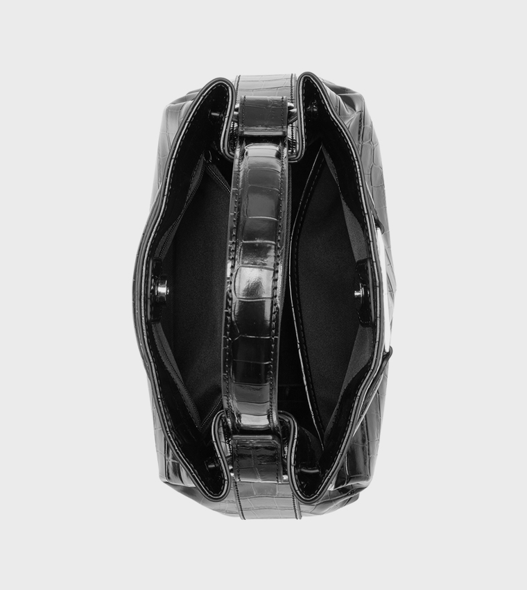 Croc Textured Satchel Bag