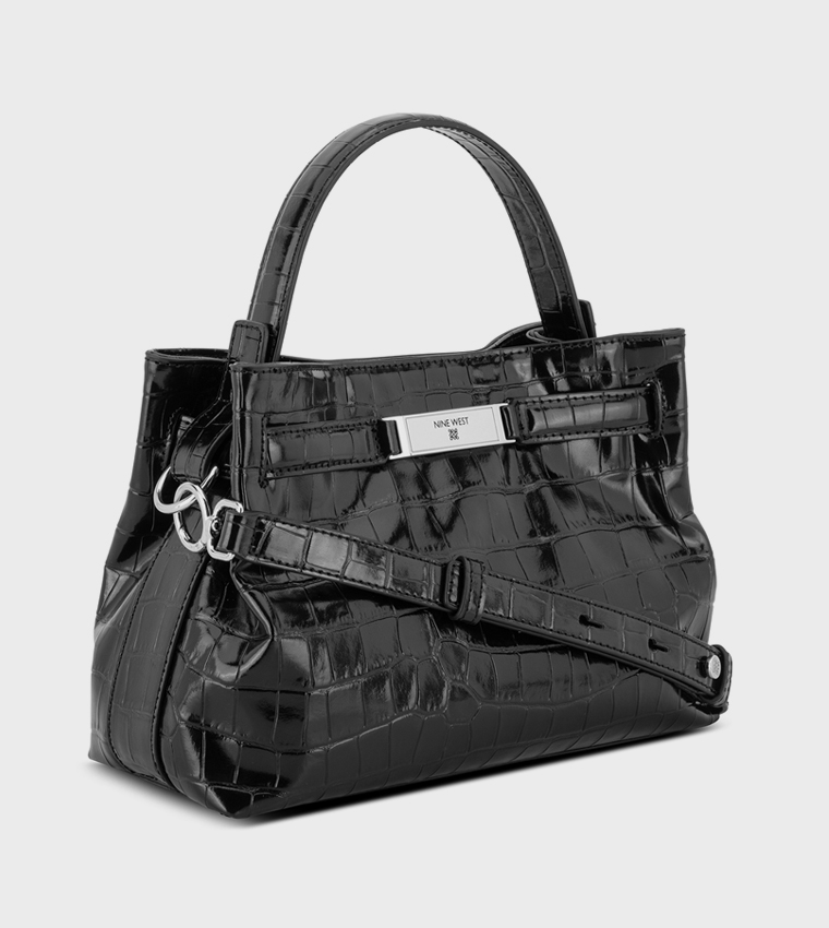 Croc Textured Satchel Bag