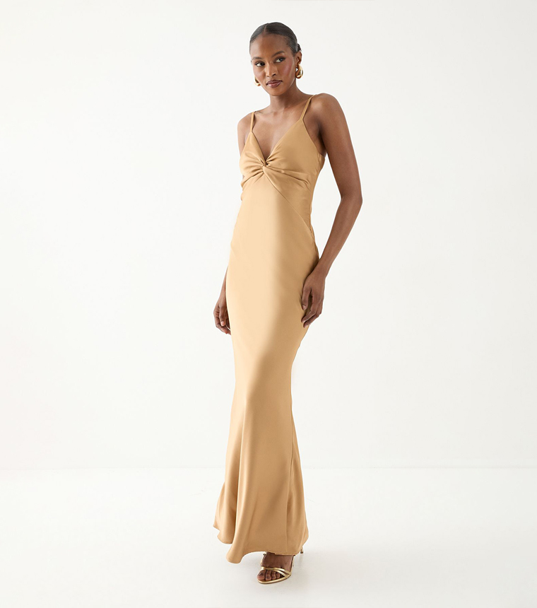 misspap gold dress Ulla Johnson Nisha Gown | Draped-Sleeve, Strapless main image 0