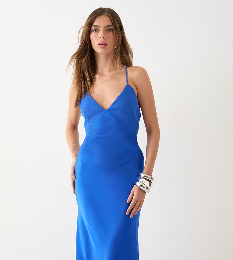 Premium Bust Panel Satin Bias Maxi Bridesmaid Dress