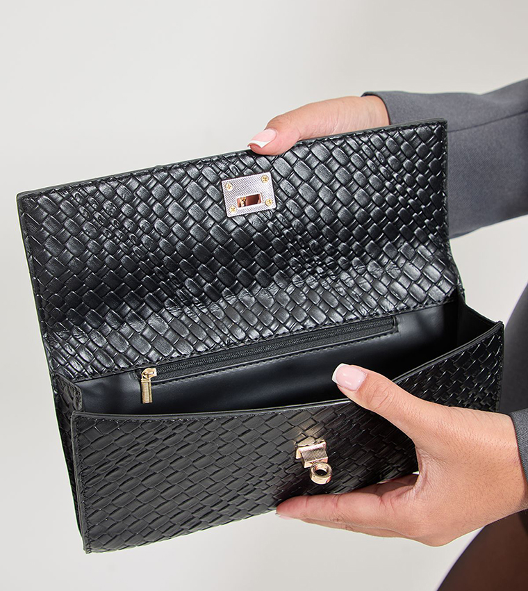 Faux Leather Woven Grab Bag