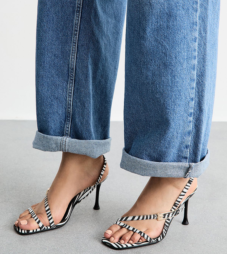 Printed Strappy Heel Sandals