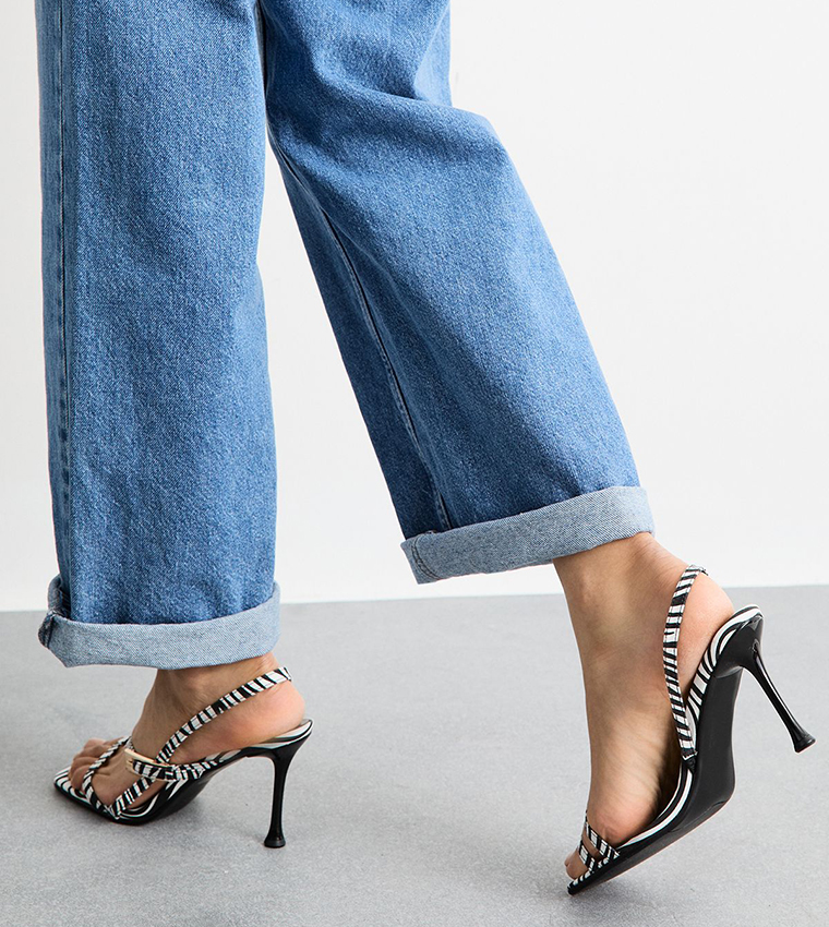 Printed Strappy Heel Sandals