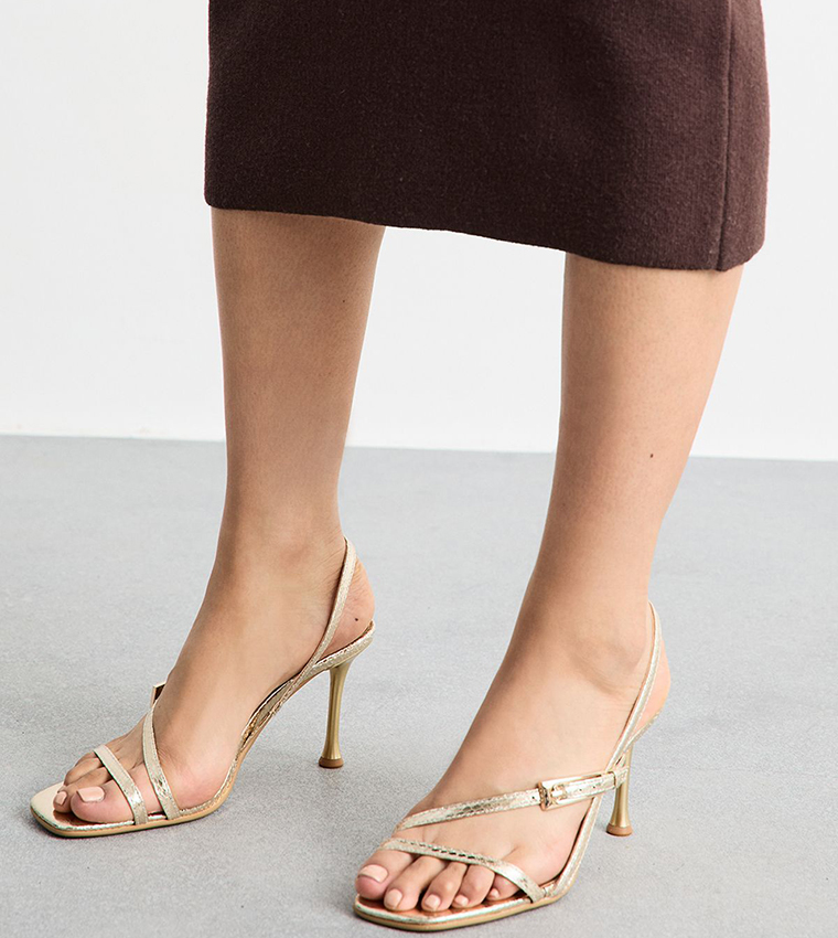 Snake Print Strappy Heel Sandals