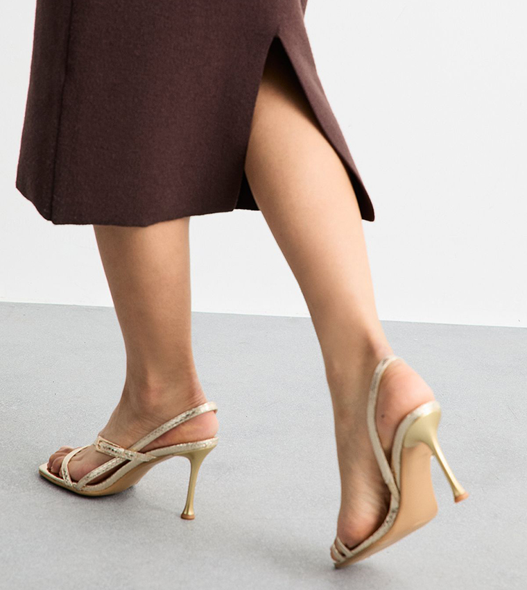 Snake Print Strappy Heel Sandals