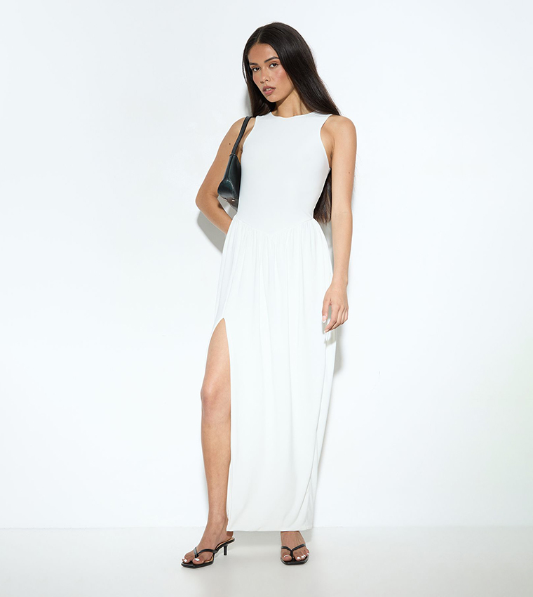 Double Layer Dropped Waist Maxi Dress