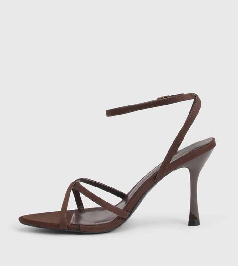 Satin Cross Strap High Heel Stiletto Sandals