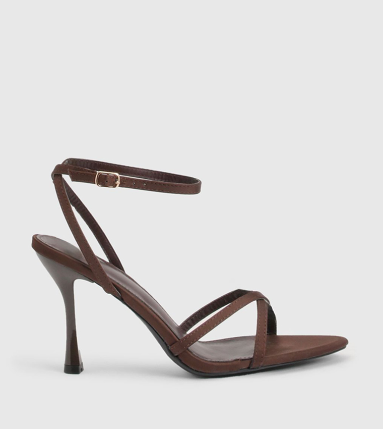 Satin Cross Strap High Heel Stiletto Sandals