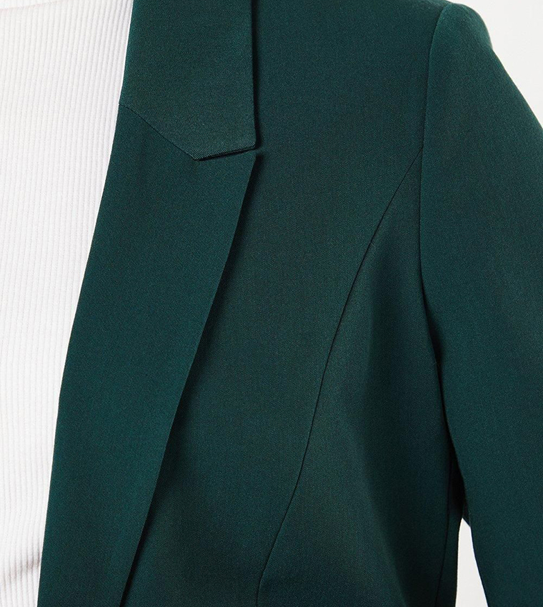 Solid Ruched Sleeves Blazer