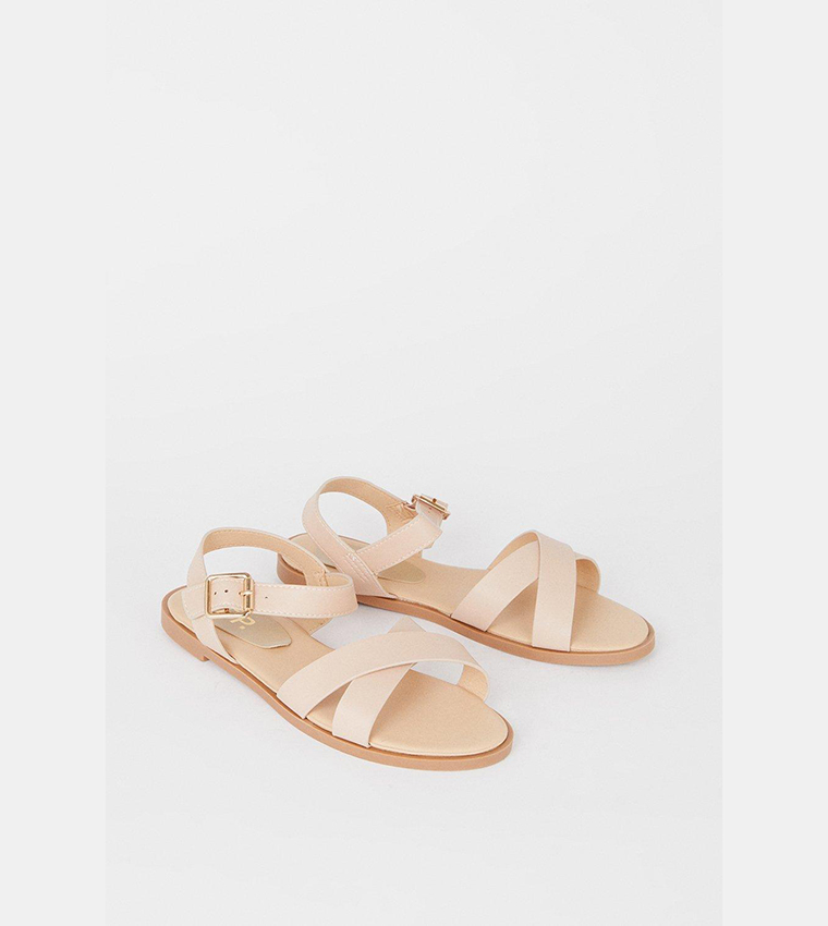Wide Fit Florence Cross Strap Flat Sandals