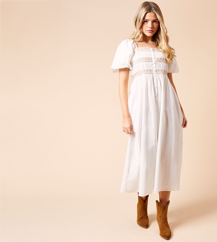 dorothy perkins embroidered dress FREE PEOPLE REAL LOVE MAXI DRESS – Elaine Dickinson main image 1
