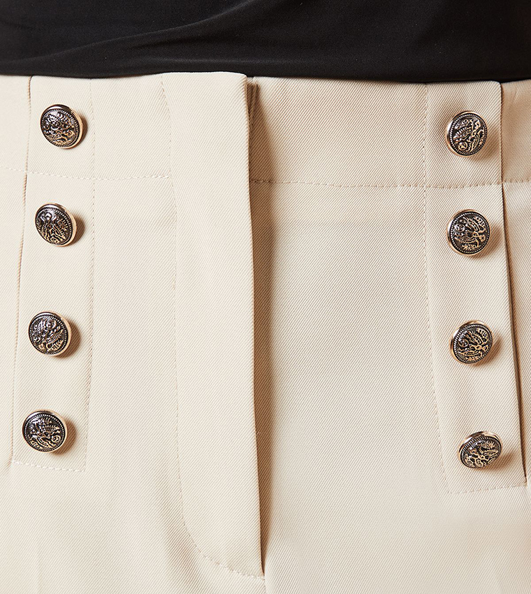 cigarette trousers dorothy perkins Buy Dorothy Perkins Outlet Military Button Detail Capri Cigarette Trousers  In Beige