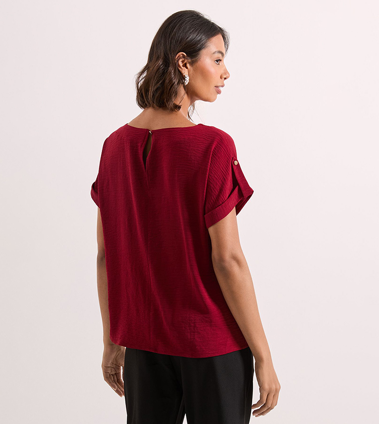 Solid Roll Sleeves Top