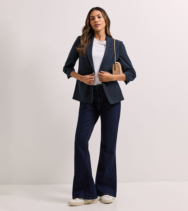 Solid 3/4 Sleeves Blazer
