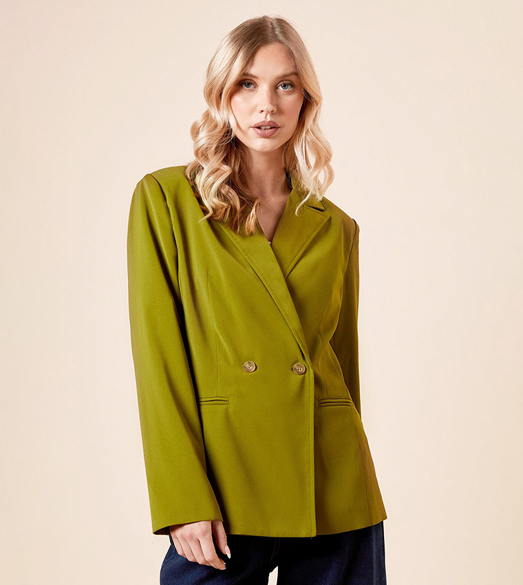 Tailored Seam Front Detail Double Breasted Blazer