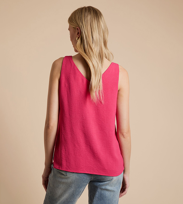 Solid Built-Up V-Neck Cami Top
