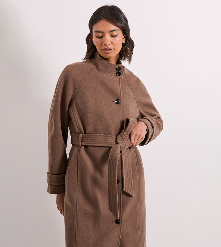 Classic Midi High Neck Overcoat