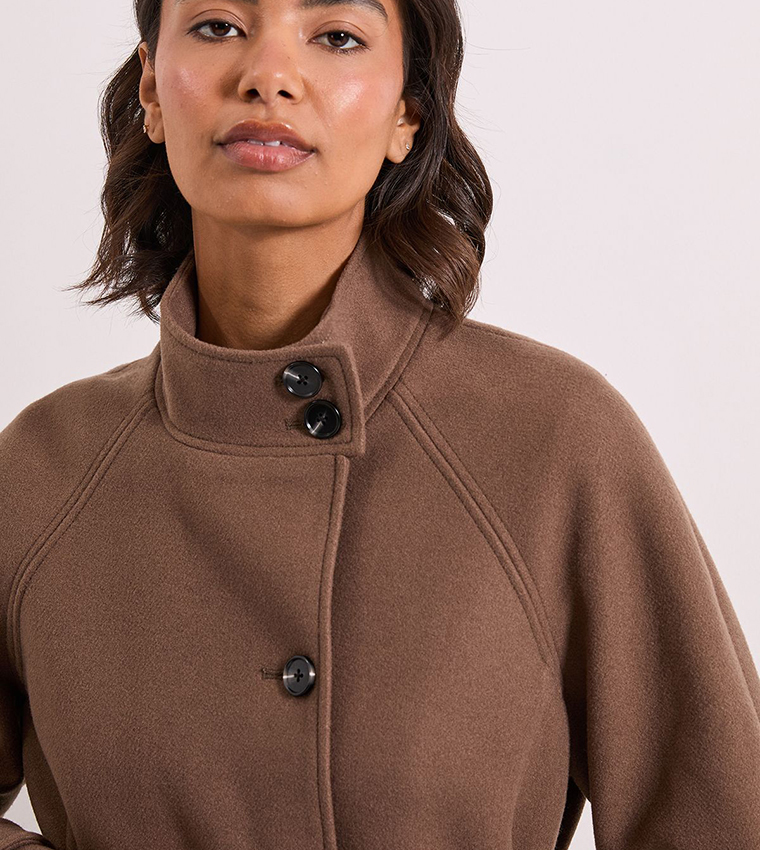 Classic Midi High Neck Overcoat