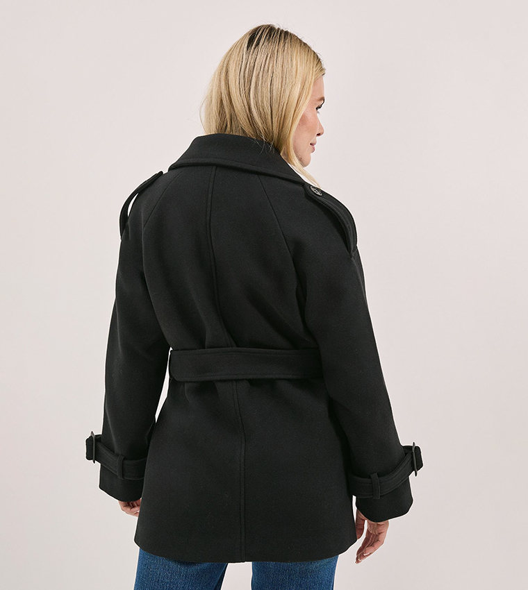 Solid Belted Long Sleeves Coat